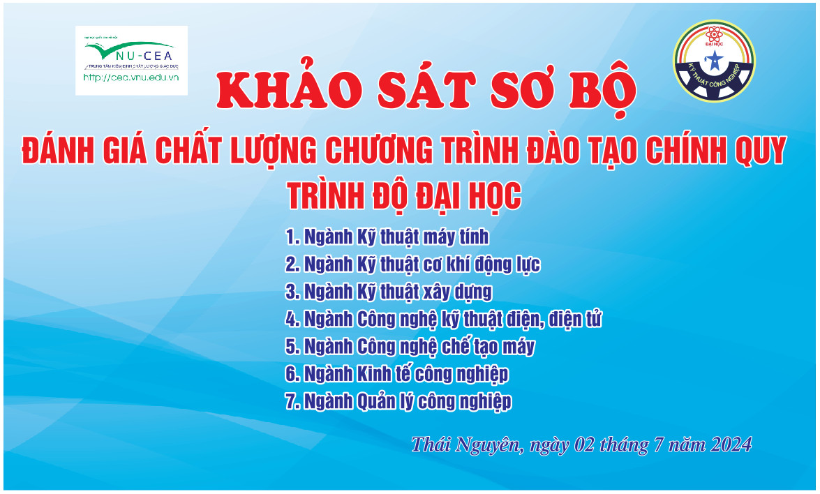 Khảo sát sơ bộ đánh giá ngoài 07 CTĐT (Công nghệ chế tạo máy; Công nghệ kỹ thuật điện, điện tử; Kinh tế công nghiệp; Quản lý công nghiệp; Kỹ thuật cơ khí động lực; Kỹ thuật máy tính; Kỹ thuật xây dựng)